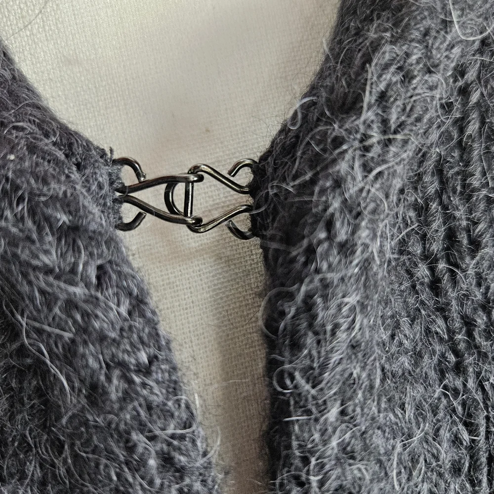 J Crew Sweater Coat Duster Womens M Blue Longline Collar Knit Alpaca blend
